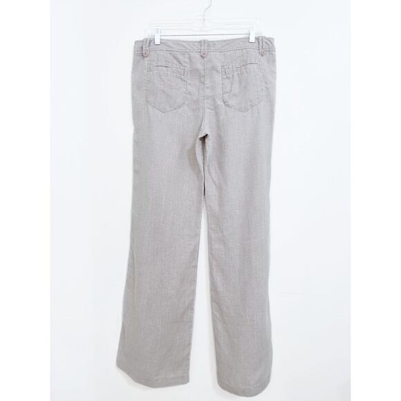 French Connection Pants Linen Wide Leg Greige Size 10 - Picture 5 of 5